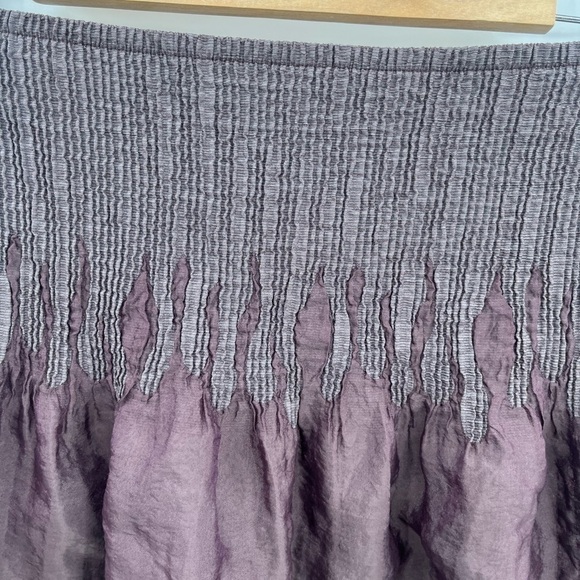 Lapis Eggplant Burgundy Smocked Elastic Waistband Midi Skirt - Picture 2 of 9